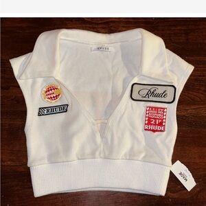 Rhude White Sleeveless Top with Patches